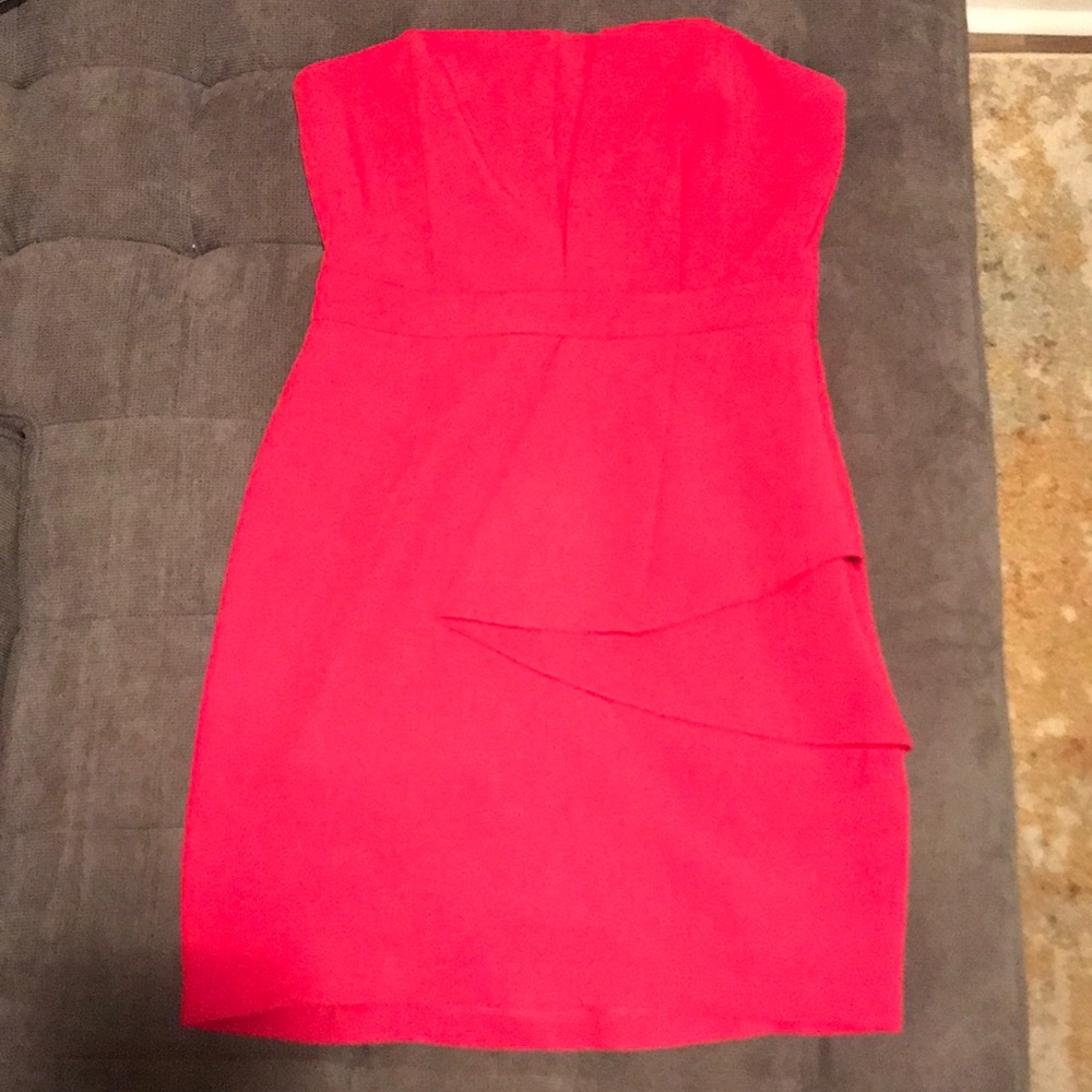 Strapless hot pink cocktail dress